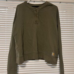Carhartt Women's Button-Up Olive Crew Neck Sweater